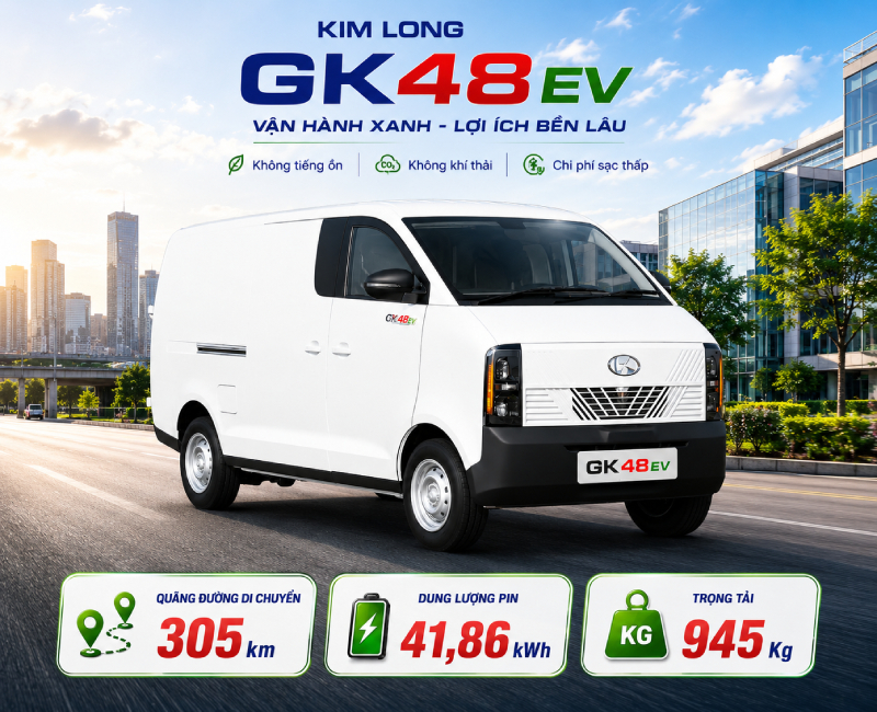Xe tải van điện Kim Long GK48EV 2 chỗ